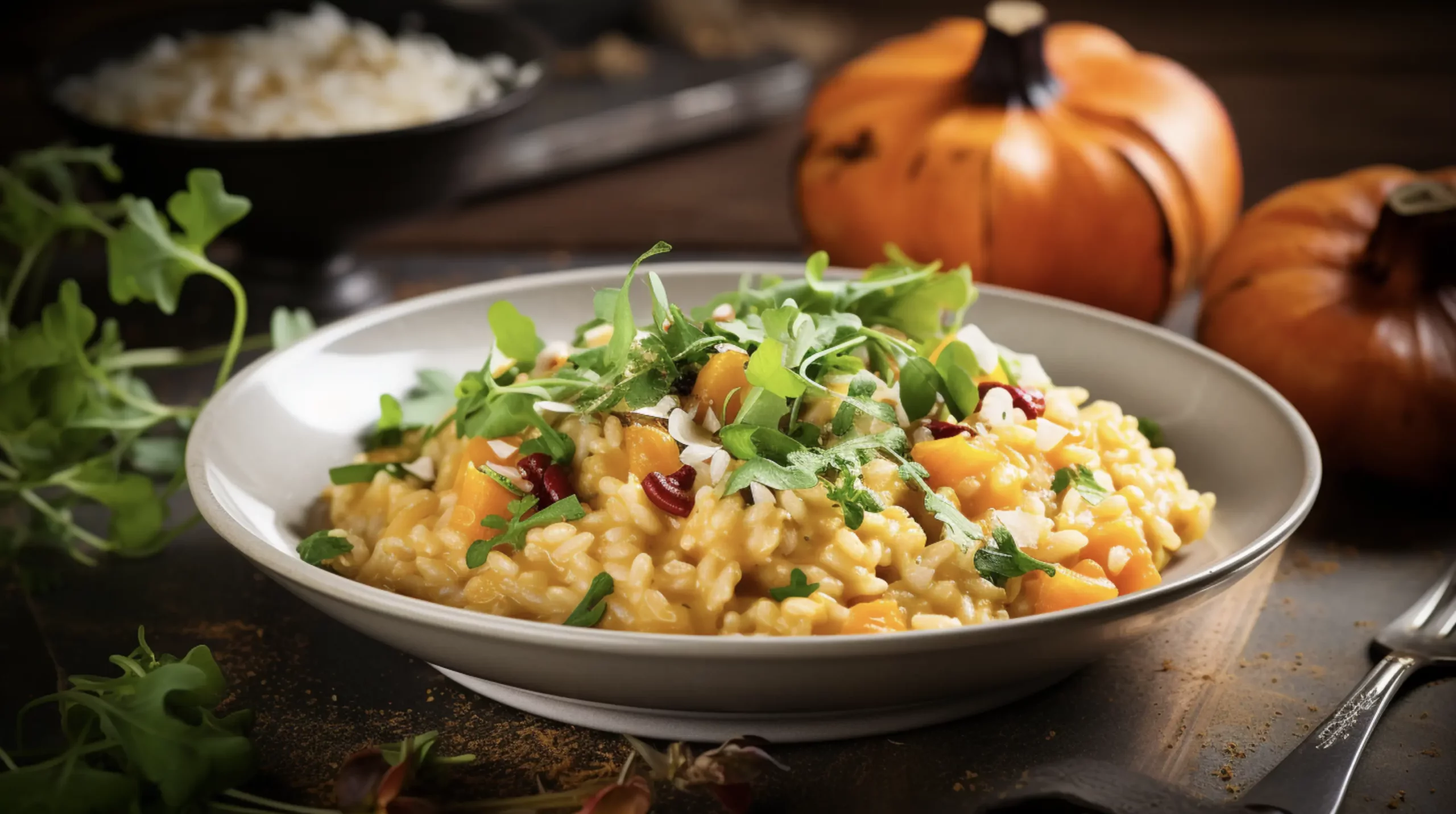 Hearty Butternut Squash Risotto with Leeks and Spinach (Vegan)